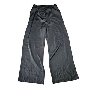 Lulus High Waisted Wide Leg Trousers Pleated Dress Pants Business Office Black M